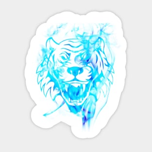 Sparkling Blue Tiger Art Sticker